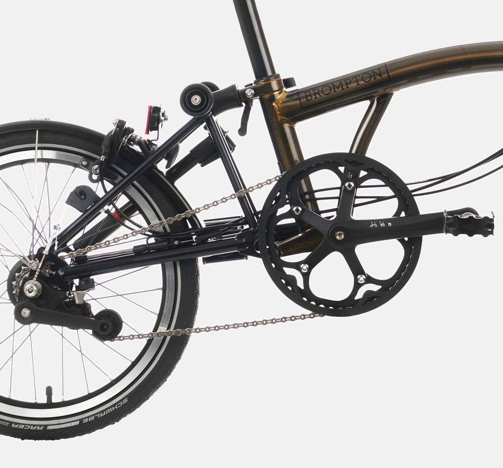 Brompton C Line Urban High Handlebar 2-speed folding bike in Black Lacquer - drivetrain