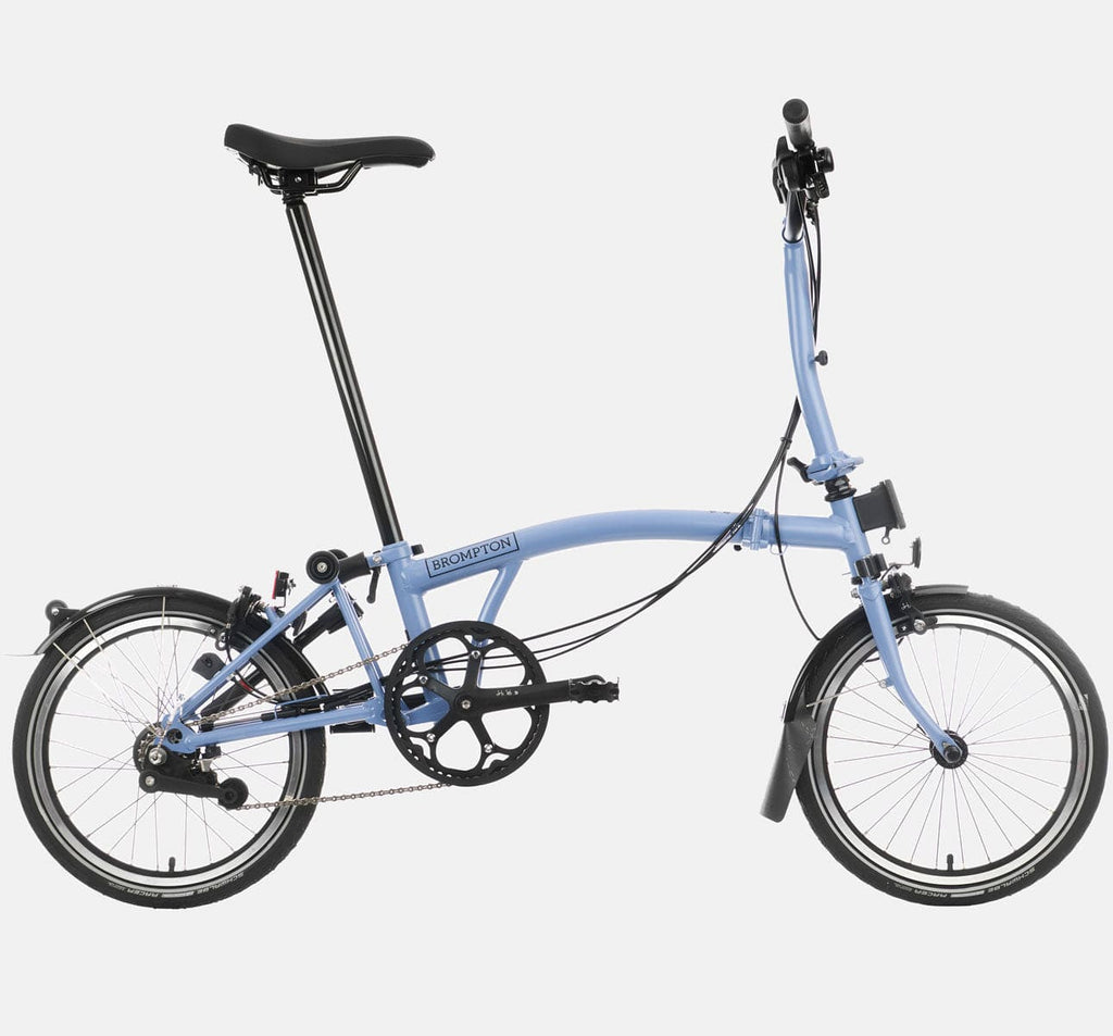 2023 Brompton C Line Explore Mid Handlebar 6 speed folding bike in Cloud Blue - profile