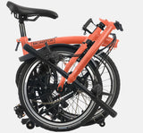 2023 Brompton C Line Explore Low Handlebar folding bike in Fire Coral - folded