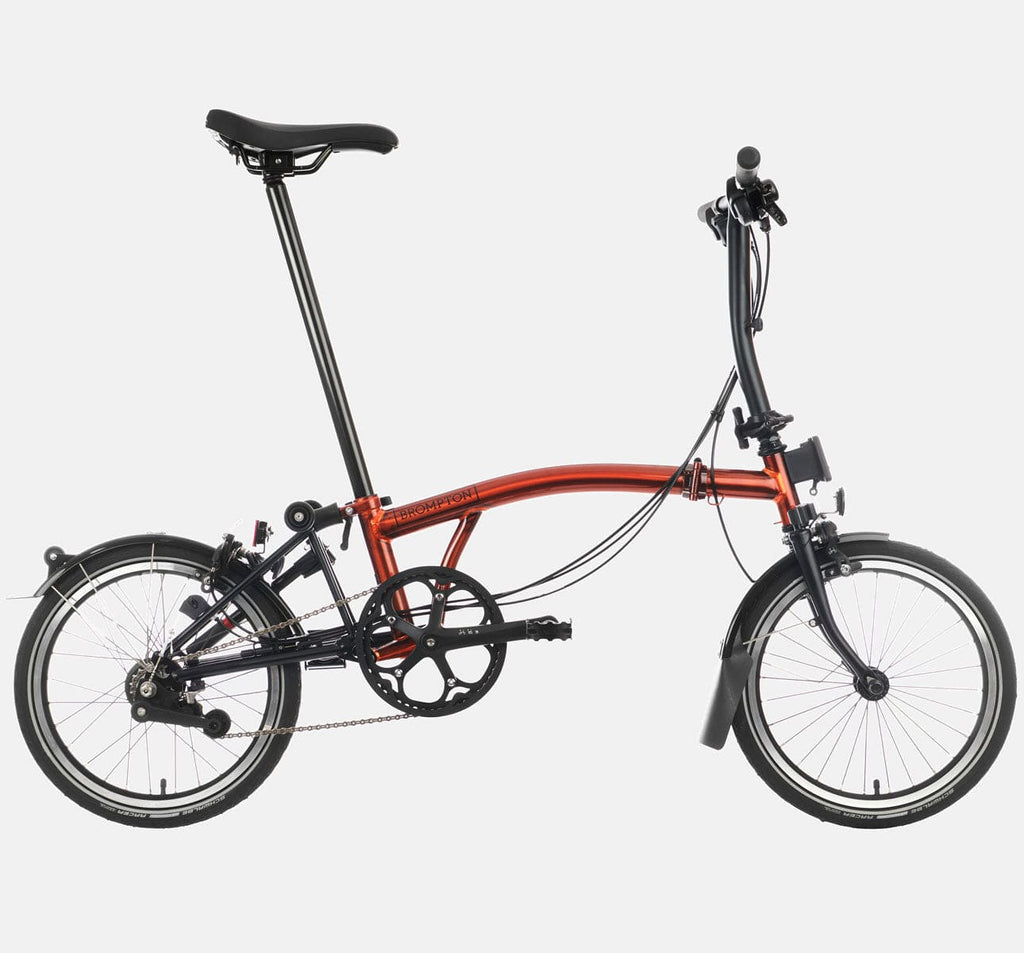 2023 Brompton C Line Urban Low Handlebar 2-speed folding bike in Flame Lacquer - profile