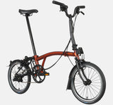 2023 Brompton C Line Explore Mid Handlebar 6-speed folding bike in Flame Lacquer