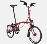 2023 Brompton C Line Explore Mid Handlebar 6-speed folding bike in House Red