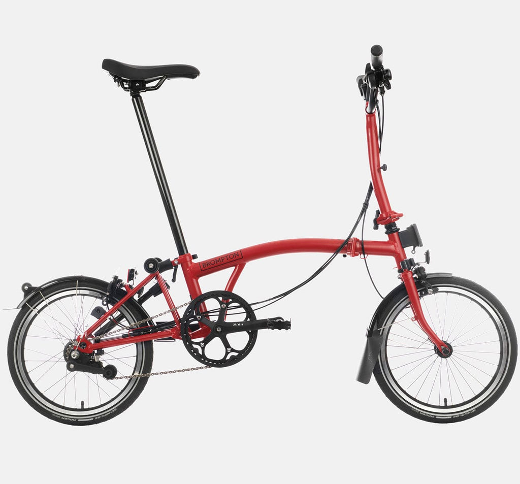 2023 Brompton C Line Explore Mid Handlebar 6 speed folding bike in House Red - Profile