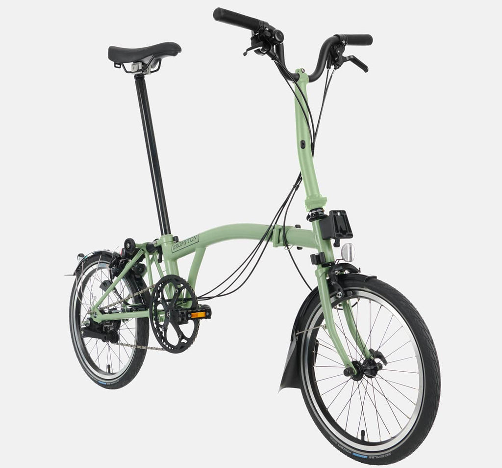 2023 Brompton C Line Explore Mid Handlebar 6 speed folding bike in Matcha Green
