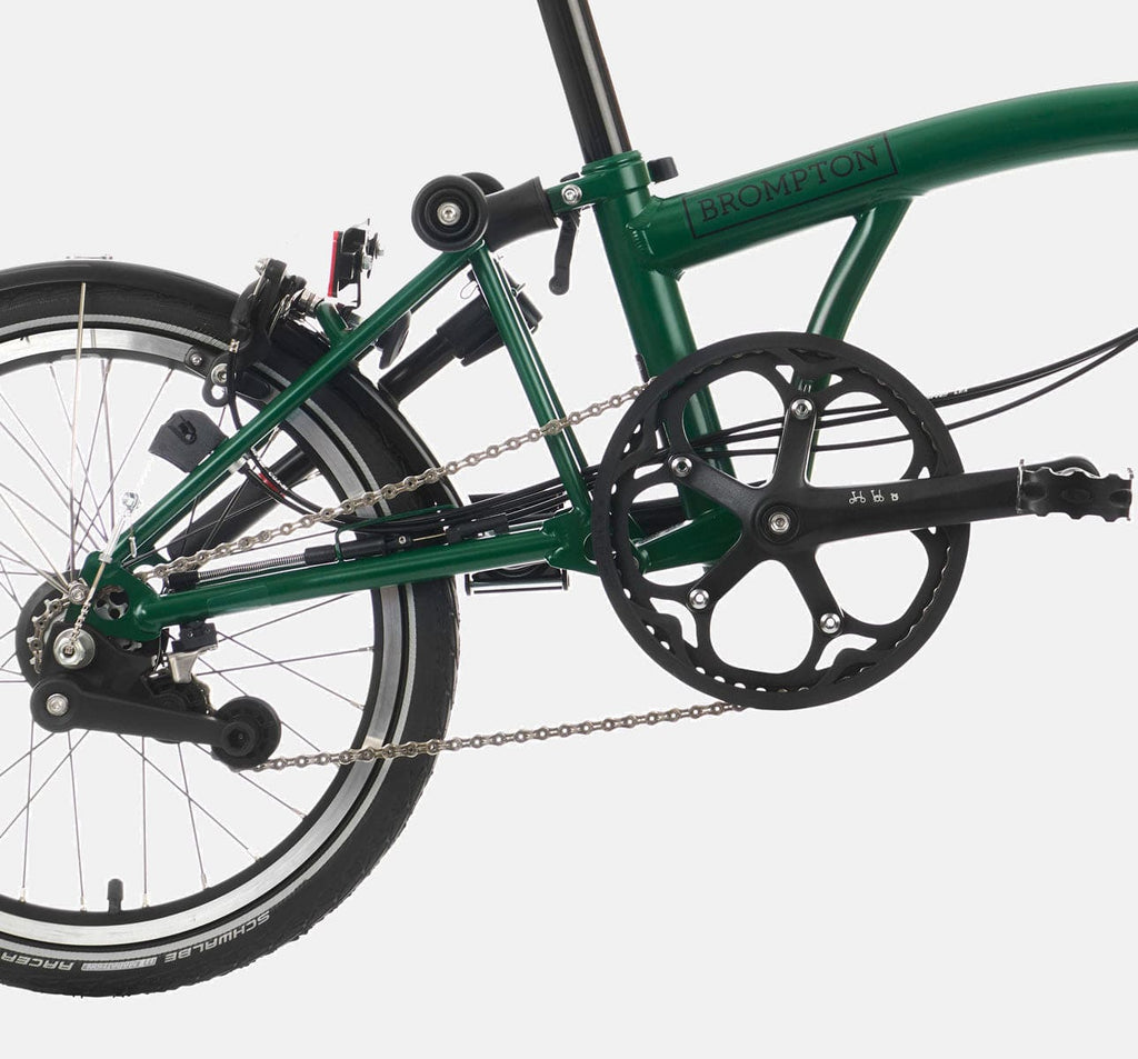 2023 Brompton C Line Explore High Handlebar 6-speed folding bike in Racing Green - drivetrain