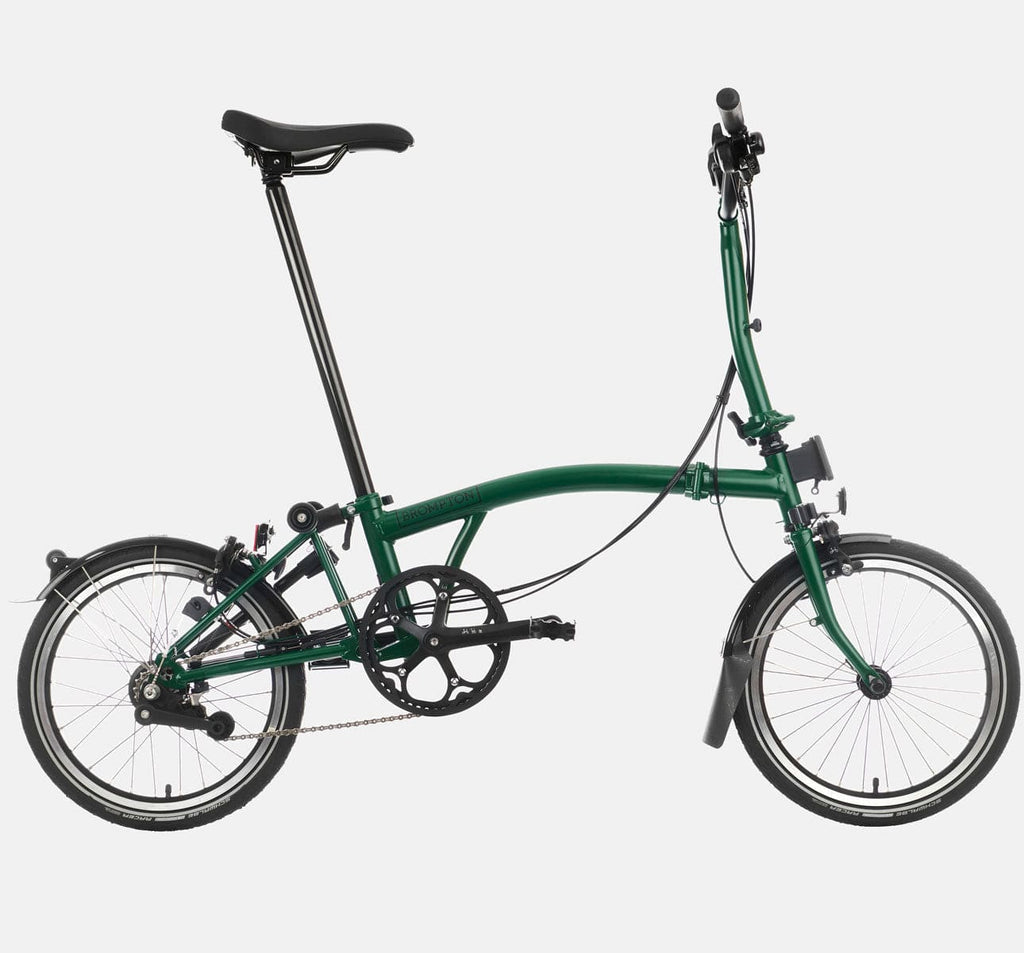 2023 Brompton C Line Explore Mid Handlebar 6-speed folding bike in Racing Green - profile