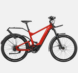 Riese & Muller Delite Rohloff Full Suspension Mountain E-Bike with Schwalbe Rock Razor Tires, Rack, and Front Carrier in Chili Matte (4719359131699)