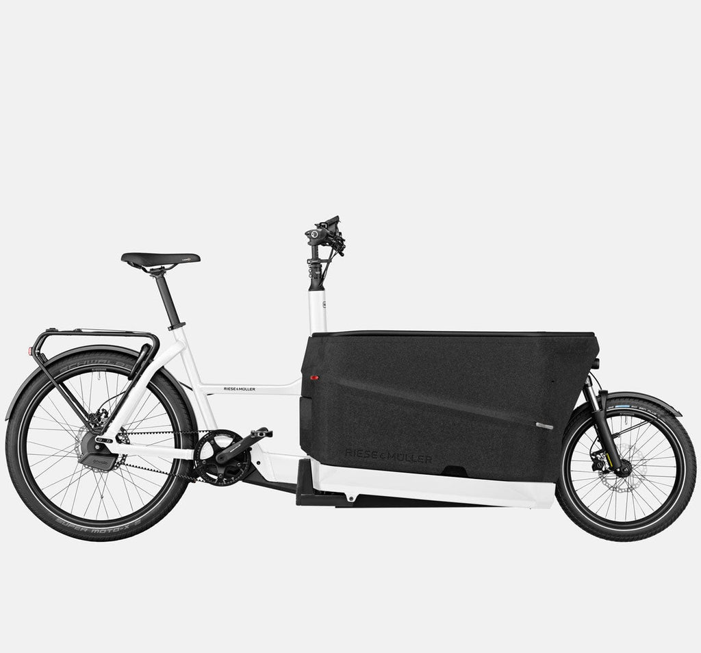 Riese & Muller Packster 70 Automatic Suspension Cargo E-Bike with Schwalbe Big Ben plus Tires in White