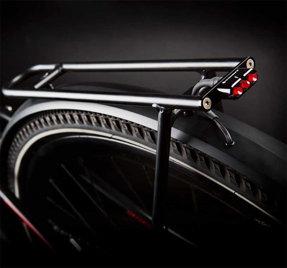 Supernova E3 TL2 12V E-Bike Rear Light - 50mm frame mount - wire back - black - mounted on bike (6536108441651)