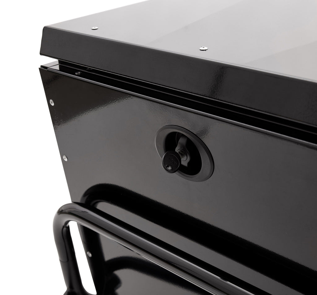 Close Up of Winther CX Cargo Box in Black with Locked Lid   (6680140841011)